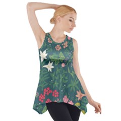 Spring Small Flowers Side Drop Tank Tunic by AlexandrouPrints