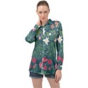 Spring small flowers Long Sleeve Satin Shirt View1