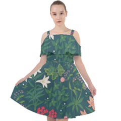 Spring Small Flowers Cut Out Shoulders Chiffon Dress by AlexandrouPrints