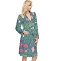 Spring small flowers Long Sleeve Velvet Robe View3