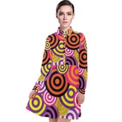 Abstract Circles Background Retro Long Sleeve Chiffon Shirt Dress by Ravend