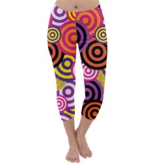 Abstract Circles Background Retro Capri Winter Leggings  by Ravend