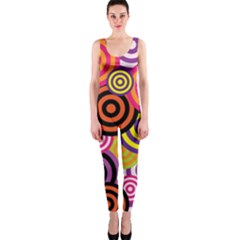 Abstract Circles Background Retro One Piece Catsuit by Ravend