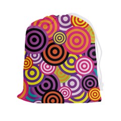 Abstract Circles Background Retro Drawstring Pouch (2xl) by Ravend