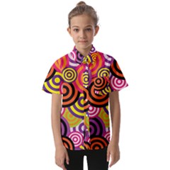 Abstract Circles Background Retro Kids  Short Sleeve Shirt