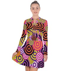 Abstract Circles Background Retro Long Sleeve Panel Dress by Ravend