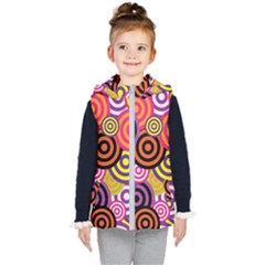 Abstract Circles Background Retro Kids  Hooded Puffer Vest by Ravend