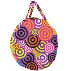 Abstract Circles Background Retro Giant Round Zipper Tote by Ravend