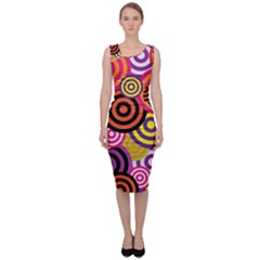 Abstract Circles Background Retro Sleeveless Pencil Dress by Ravend