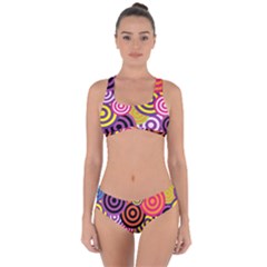 Abstract Circles Background Retro Criss Cross Bikini Set by Ravend