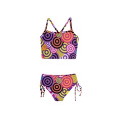 Abstract Circles Background Retro Girls  Tankini Swimsuit by Ravend