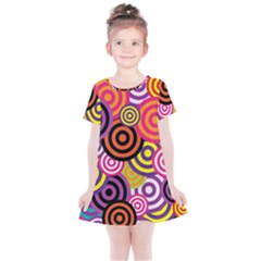 Abstract Circles Background Retro Kids  Simple Cotton Dress by Ravend