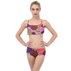 Abstract Circles Background Retro Layered Top Bikini Set by Ravend