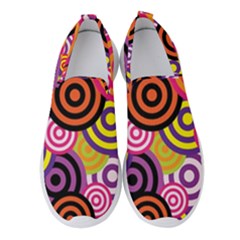 Abstract Circles Background Retro Women s Slip On Sneakers