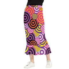 Abstract Circles Background Retro Maxi Fishtail Chiffon Skirt by Ravend