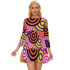 Abstract Circles Background Retro Long Sleeve Babydoll Dress by Ravend