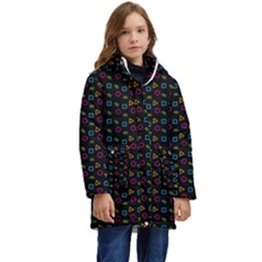 Background Ornamental Pattern Kids  Hooded Longline Puffer Jacket