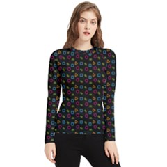 Background Ornamental Pattern Women s Long Sleeve Rash Guard