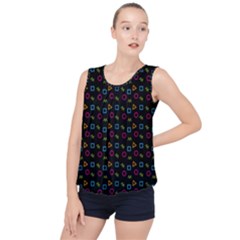 Background Ornamental Pattern Bubble Hem Chiffon Tank Top