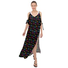 Background Ornamental Pattern Maxi Chiffon Cover Up Dress