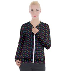 Background Ornamental Pattern Casual Zip Up Jacket