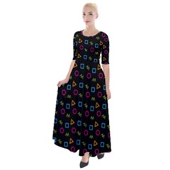 Background Ornamental Pattern Half Sleeves Maxi Dress