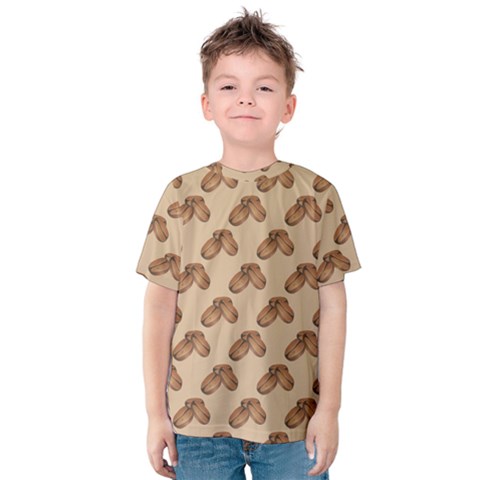 Coffee Beans Pattern Texture Kids  Cotton T-shirt by Maspions