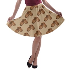 Coffee Beans Pattern Texture A-line Skater Skirt