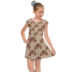 Coffee Beans Pattern Texture Kids  Cap Sleeve Dress