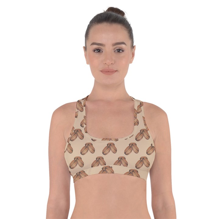 Coffee Beans Pattern Texture Cross Back Sports Bra