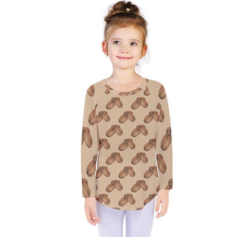 Coffee Beans Pattern Texture Kids  Long Sleeve T-shirt by Maspions