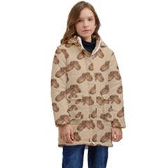 Coffee Beans Pattern Texture Kids  Hooded Longline Puffer Jacket