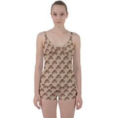 Coffee Beans Pattern Texture Tie Front Two Piece Tankini