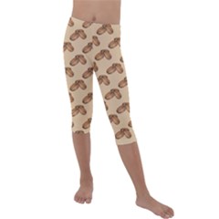 Coffee Beans Pattern Texture Kids  Lightweight Velour Capri Leggings  by Maspions