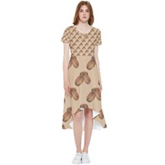 Coffee Beans Pattern Texture High Low Boho Dress