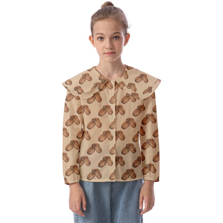 Coffee Beans Pattern Texture Kids  Peter Pan Collar Blouse