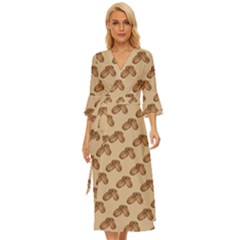 Coffee Beans Pattern Texture Midsummer Wrap Dress