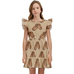 Coffee Beans Pattern Texture Kids  Winged Sleeve Dress