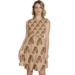 Coffee Beans Pattern Texture Cap Sleeve High Waist Dress by Maspions