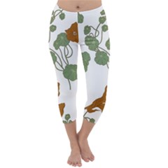 Nasturtium Flower Plant Leaves Capri Winter Leggings 