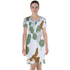 Nasturtium Flower Plant Leaves Short Sleeve Nightdress