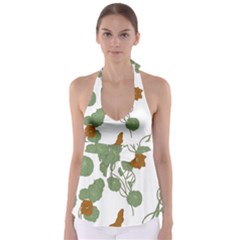 Nasturtium Flower Plant Leaves Tie Back Tankini Top