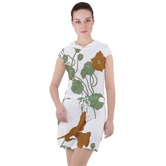 Nasturtium Flower Plant Leaves Drawstring Hooded Dress