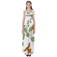 Nasturtium Flower Plant Leaves Empire Waist Maxi Dress