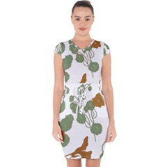 Nasturtium Flower Plant Leaves Capsleeve Drawstring Dress 