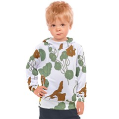 Nasturtium Flower Plant Leaves Kids  Hooded Pullover by Maspions