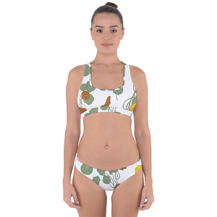 Nasturtium Flower Plant Leaves Cross Back Hipster Bikini Set