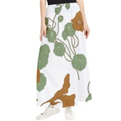 Nasturtium Flower Plant Leaves Maxi Chiffon Skirt