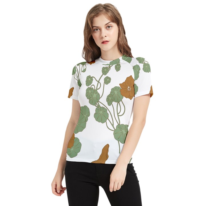 Nasturtium Flower Plant Leaves Women s Short Sleeve Rash Guard