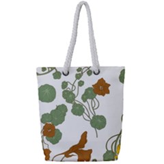 Nasturtium Flower Plant Leaves Full Print Rope Handle Tote (small)